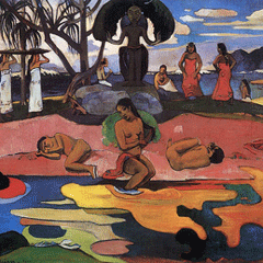 reproductie The day of the god van Paul Gauguin